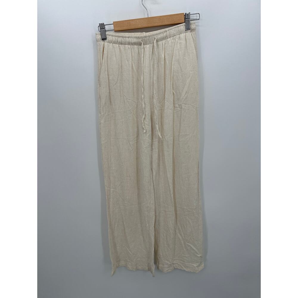 Blenca Womens Cream Linen Blend Loose Fit Pants Women Sz S Boho Coastal Minimal